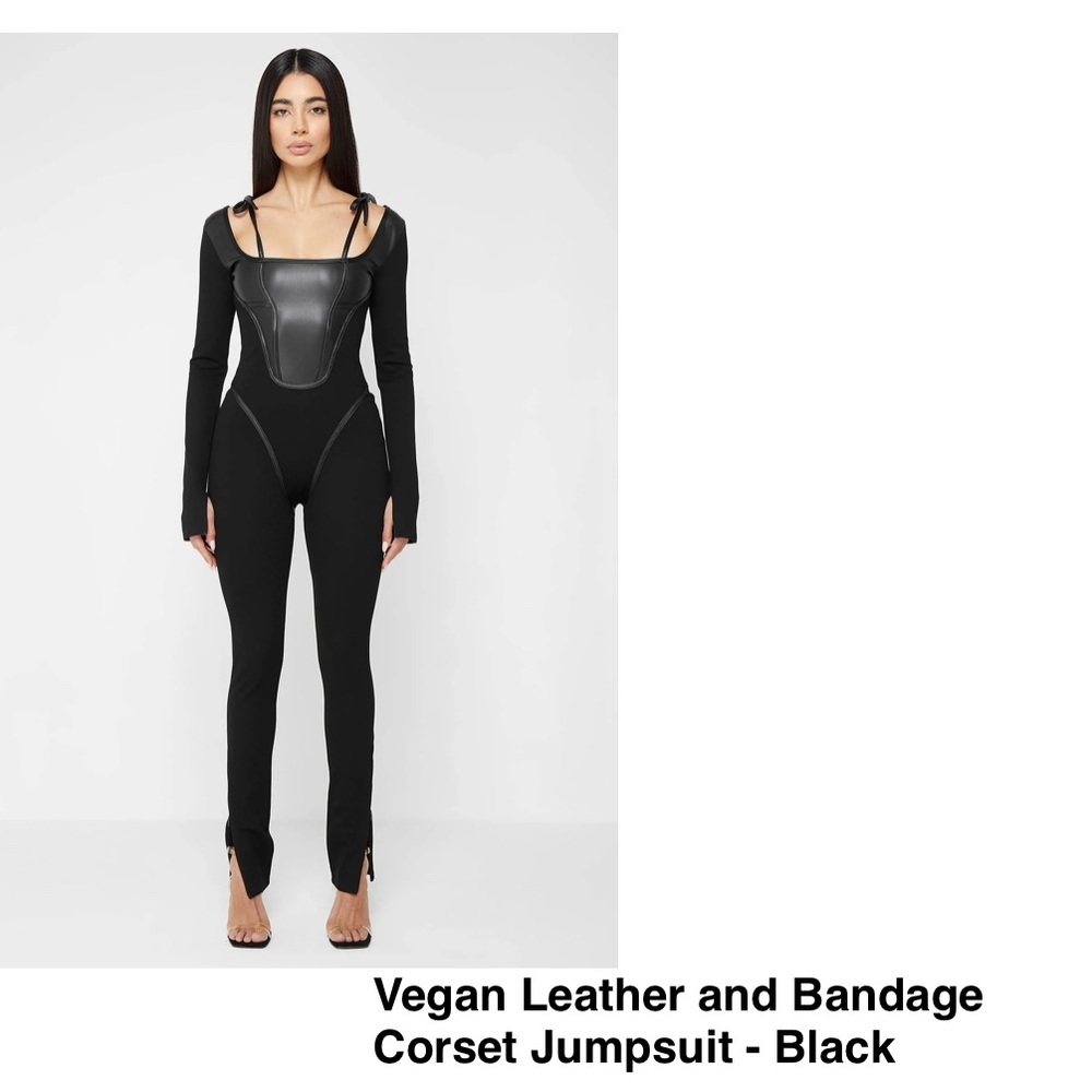 Leather Black Two way Catsuit Jumpsuit